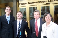 Andrew Phillips, National Association of the Deaf; Eric Bridges, American Council of the Blind; Mark Richert, American Foundation for the Blind; and Jenifer Simpson, American Association of People with Disabilities, outside the FCC building, Washington DC, after meetings on pending rules under 21st CVAA.